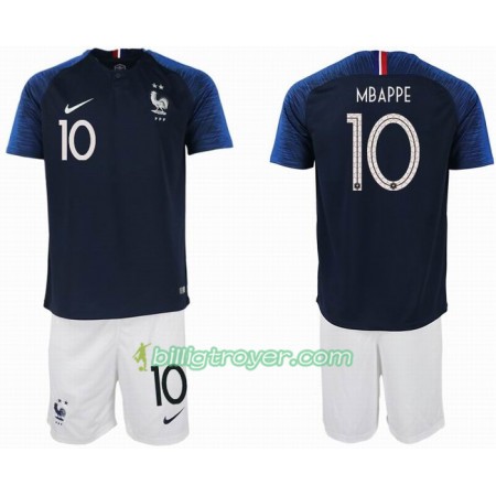 Billige Fotballdrakter Frankrike MBAPPE 10 2 star Barn VM 2018 Hjemmedraktsett